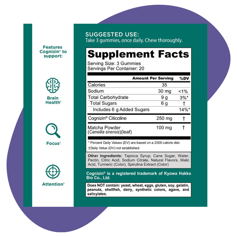 250mg Cognizin, 60 gummies 2