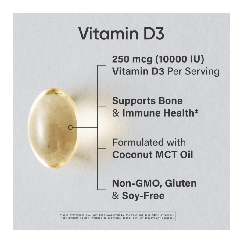 Max Strength, 250 mcg (10,000 IU), 120 Softgels 3