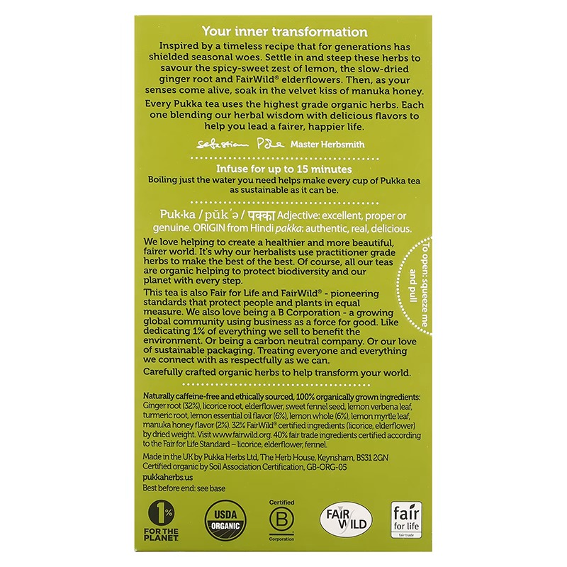 Organic Lemon, Ginger & Manuka Honey Tea 2