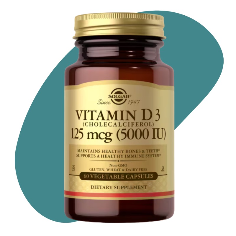 Vitamin D3 (Cholecalciferol) 125 mcg (5,000 IU), 60 Vegetable Capsules 1
