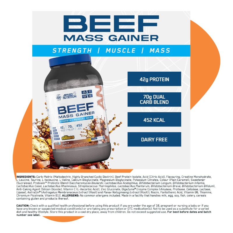 Beef Mass Gainer, Cola Millions, 3.13kg – 25 Servings 3