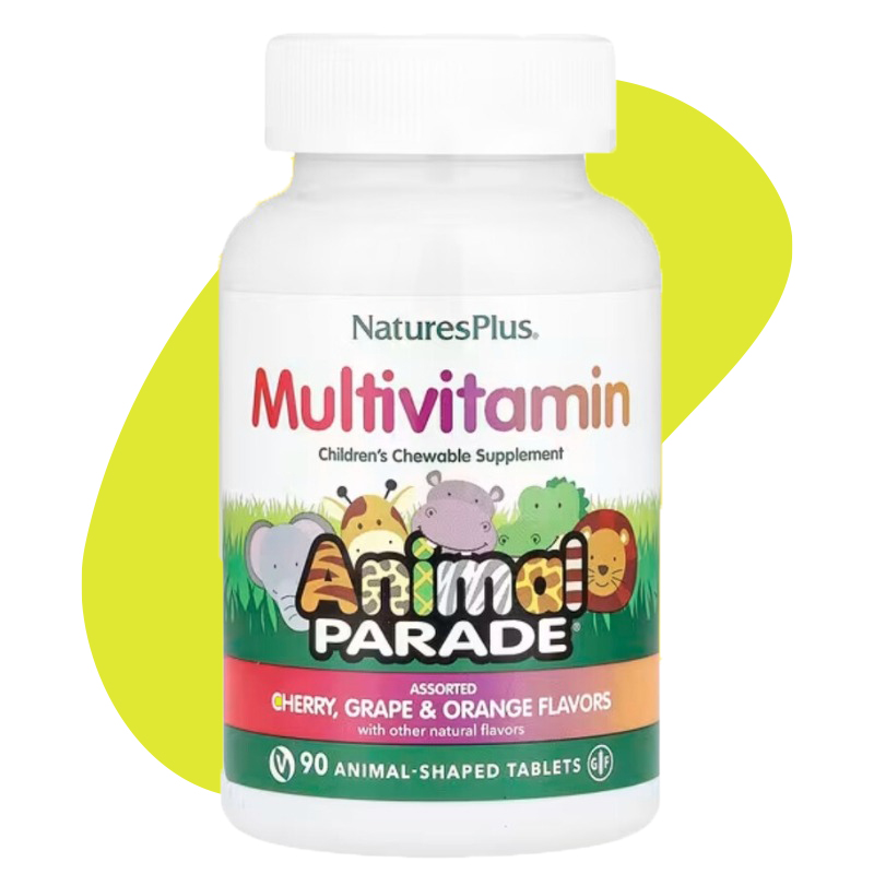 Chewable Multivitamin, Cherry, Grape & Orange, 90 Animal-Shaped Tablets 1