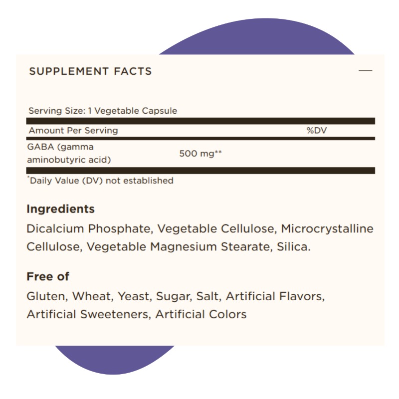 GABA 500 mg, 100 Vegetable Capsules 2