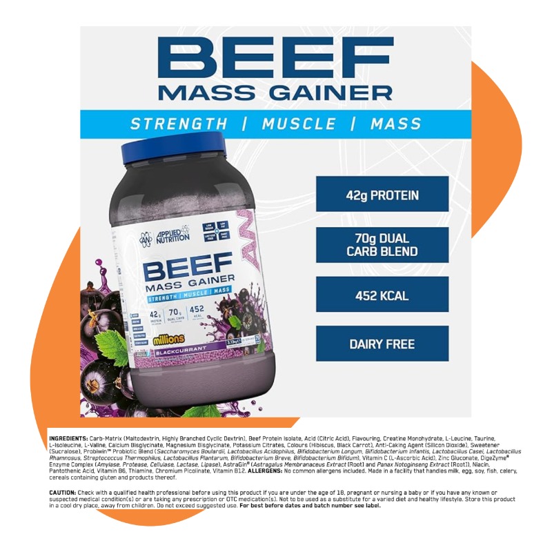 Beef Mass Gainer, Blackcurrant Millions, 3.13kg – 25 Servings 3