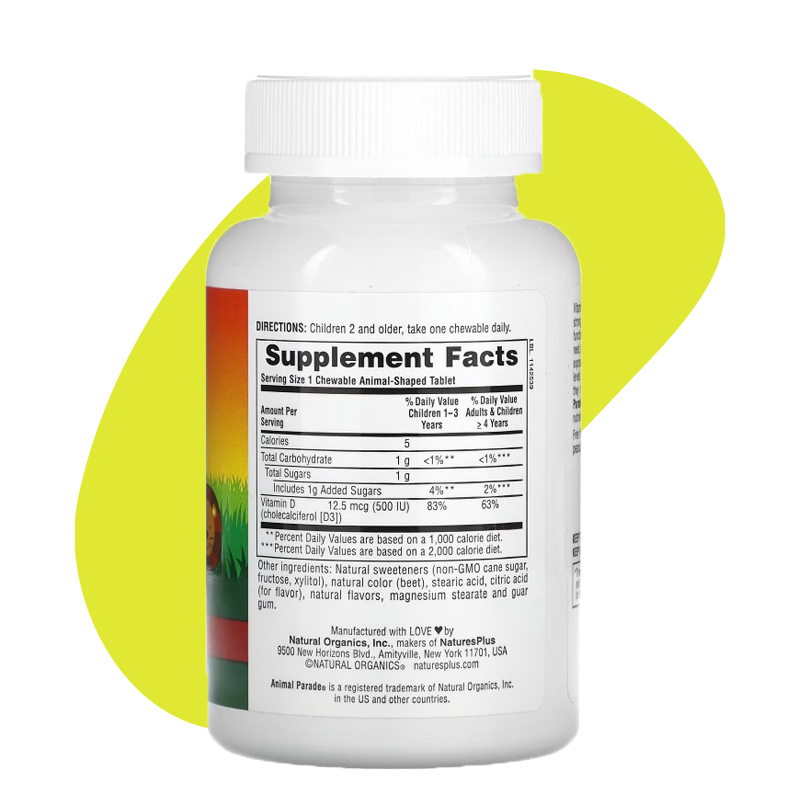 Black Cherry, 12.5 mcg (500 IU), 90 Animal-Shaped Tablets 2