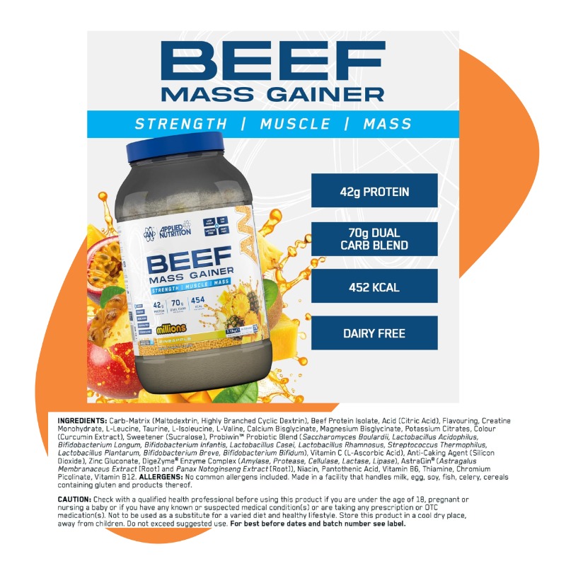 Beef Mass Gainer, Pineapple Millions, 3.13kg – 25 Servings 3
