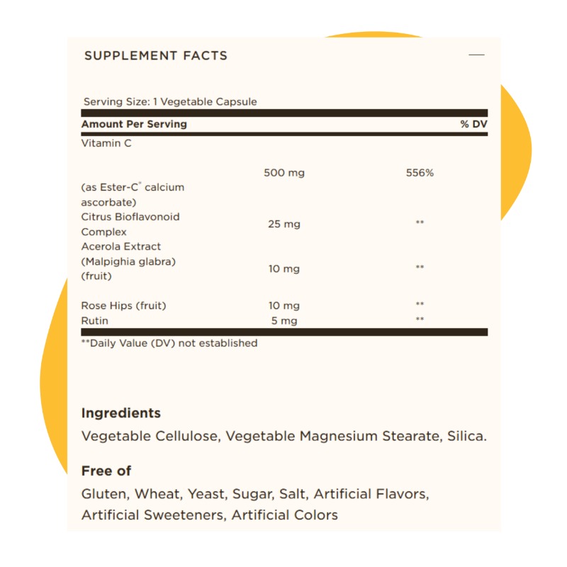 Ester‑C Plus 500 mg Vitamin C, 50 Vegetable Capsules 2