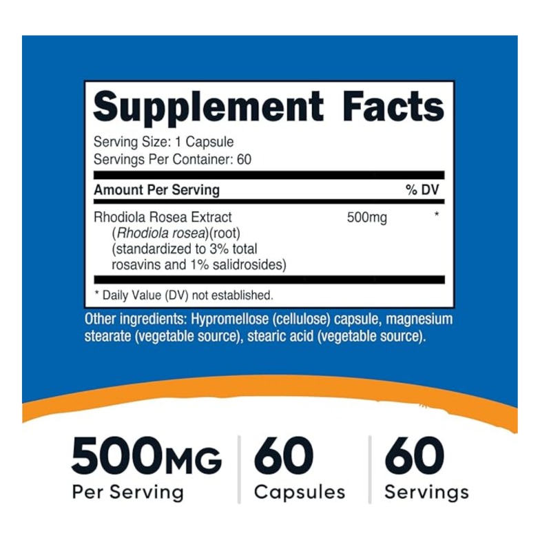 Rhodiola Rosea 500mg, 60 Vegetarian Capsules 2
