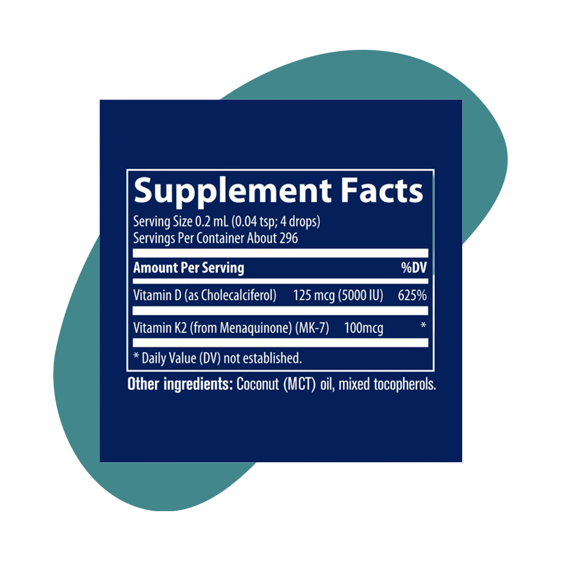 125 mcg (5,000 IU) D3, 100 mcg K2, 2 fl oz., 296 Servings 3