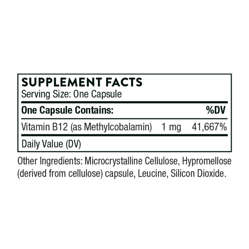 Vitamin B12 as Methylcobalamin, 60 Capsules 2