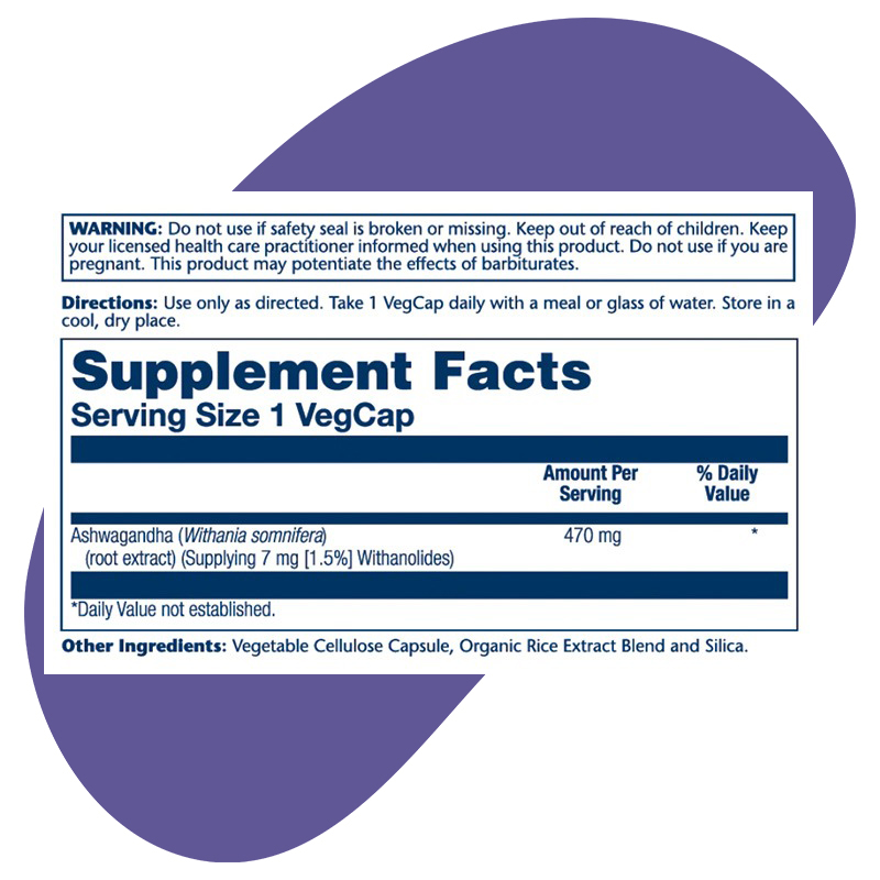 Ashwagandha supplement organic solaray