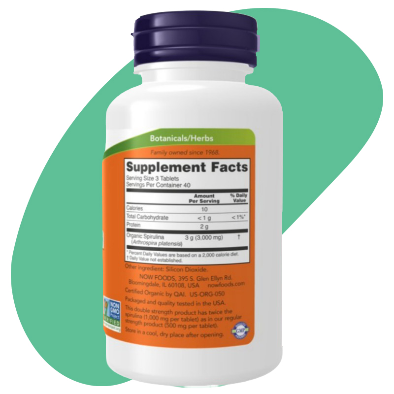 Organic Spirulina 1000mg 120 Tablets 2