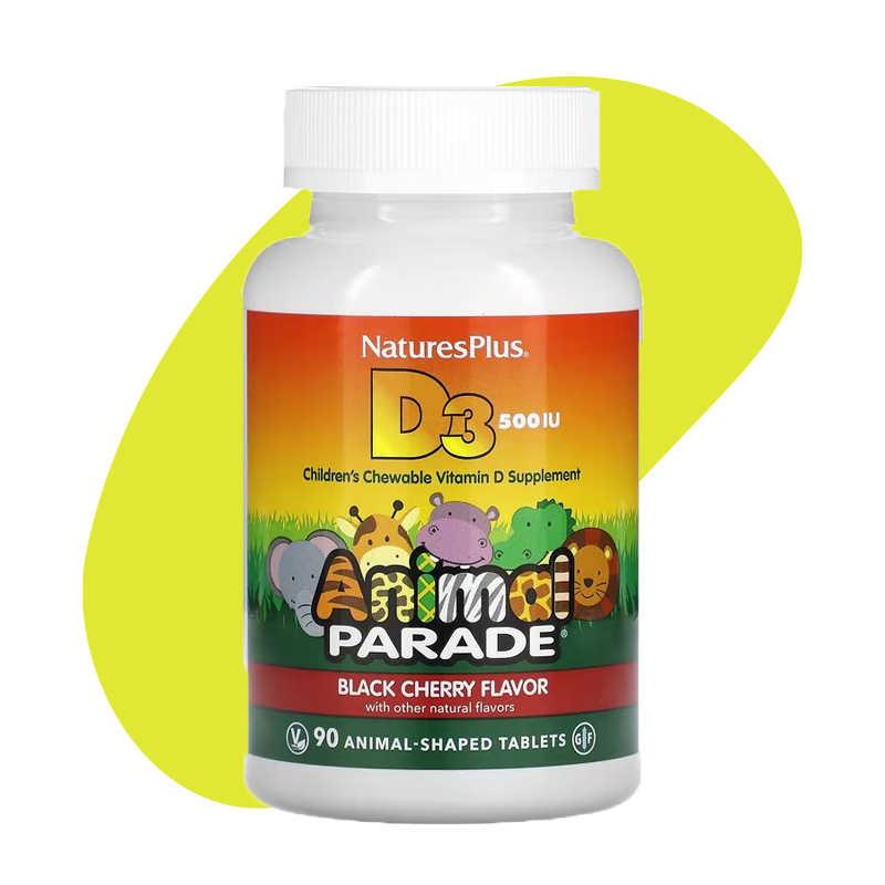 Black Cherry, 12.5 mcg (500 IU), 90 Animal-Shaped Tablets 1