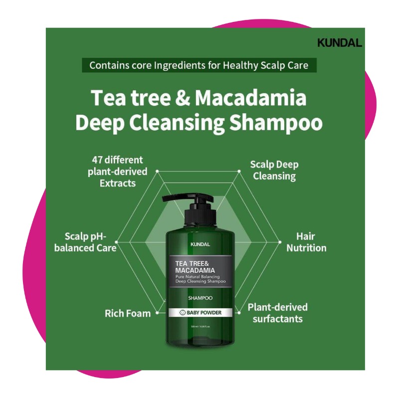 Tea Tree & Macadamia Shampoo, Baby Powder 500 mL 1