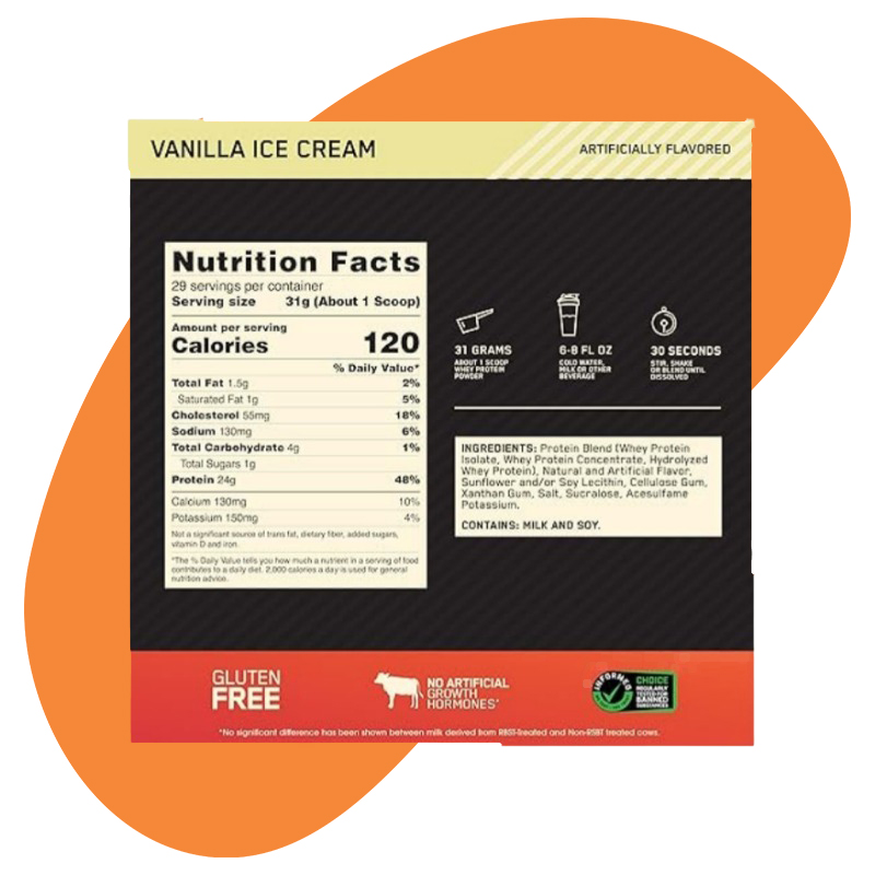 Gold Standard Whey Protein Vanilla Ice Cream 2lb 2