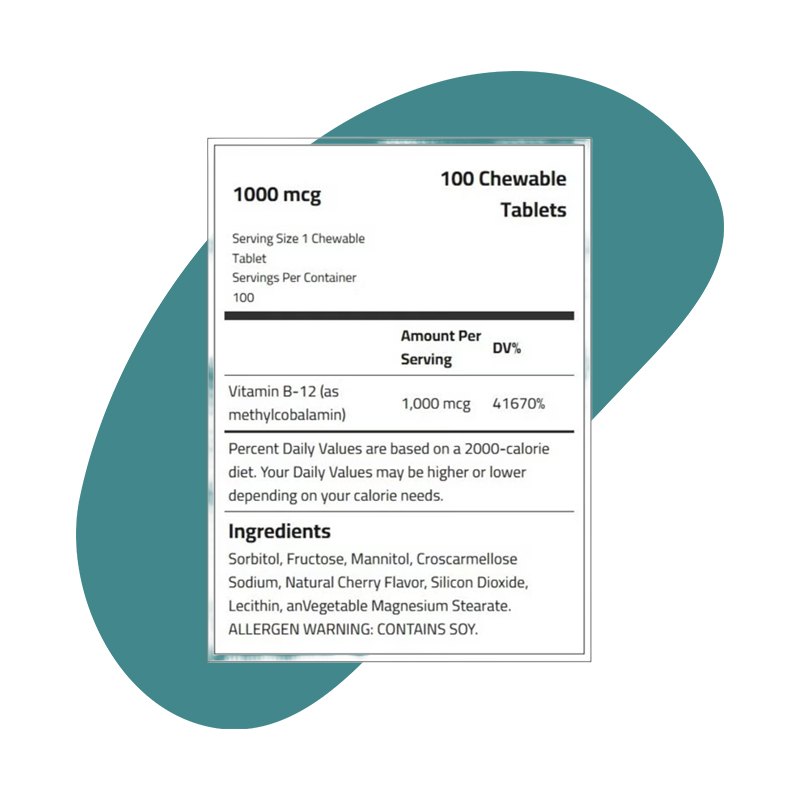 1000 mcg, 100 Chewable Tablets 2