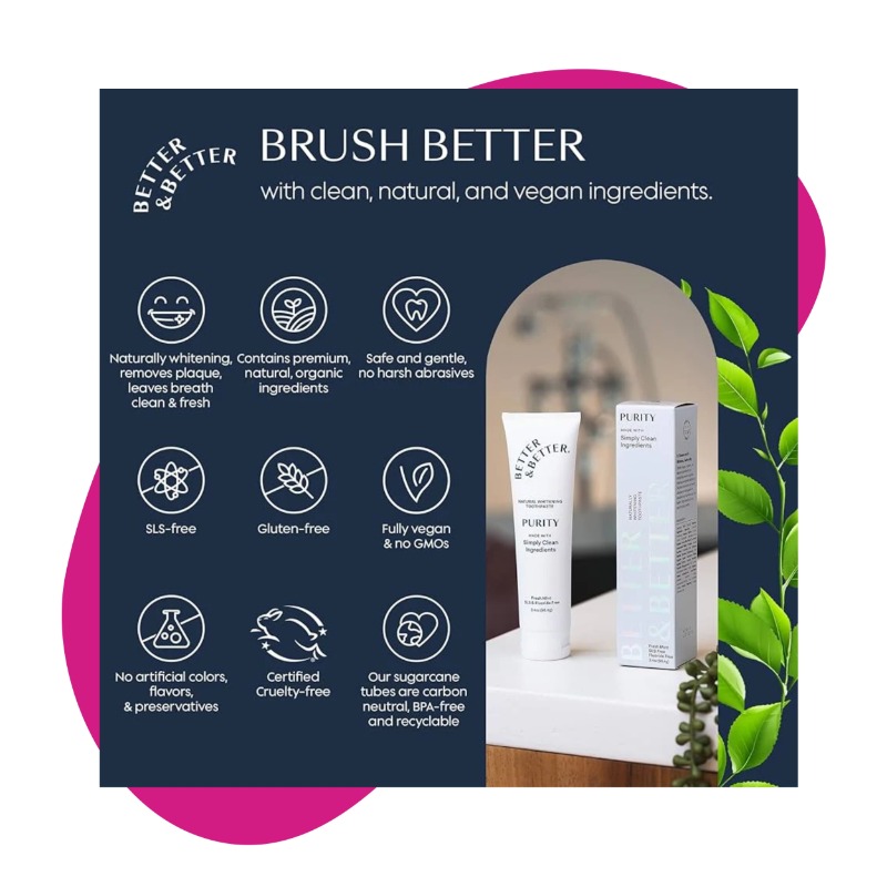 Purity Natural Whitening Toothpaste, 96.4 g 2