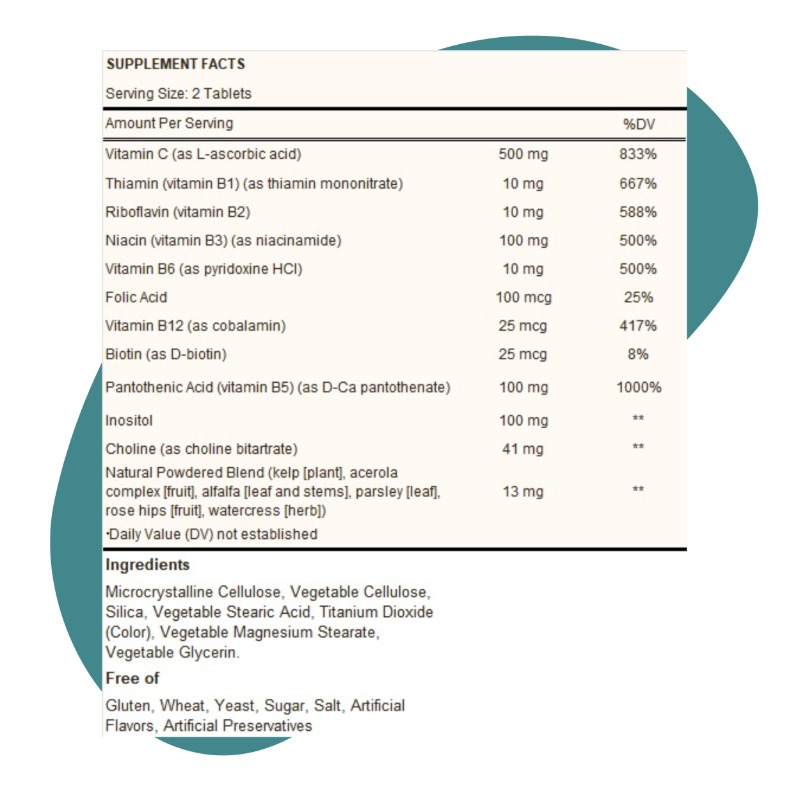 B‑Complex with Vitamin C Stress Formula, 100 Tablets 2