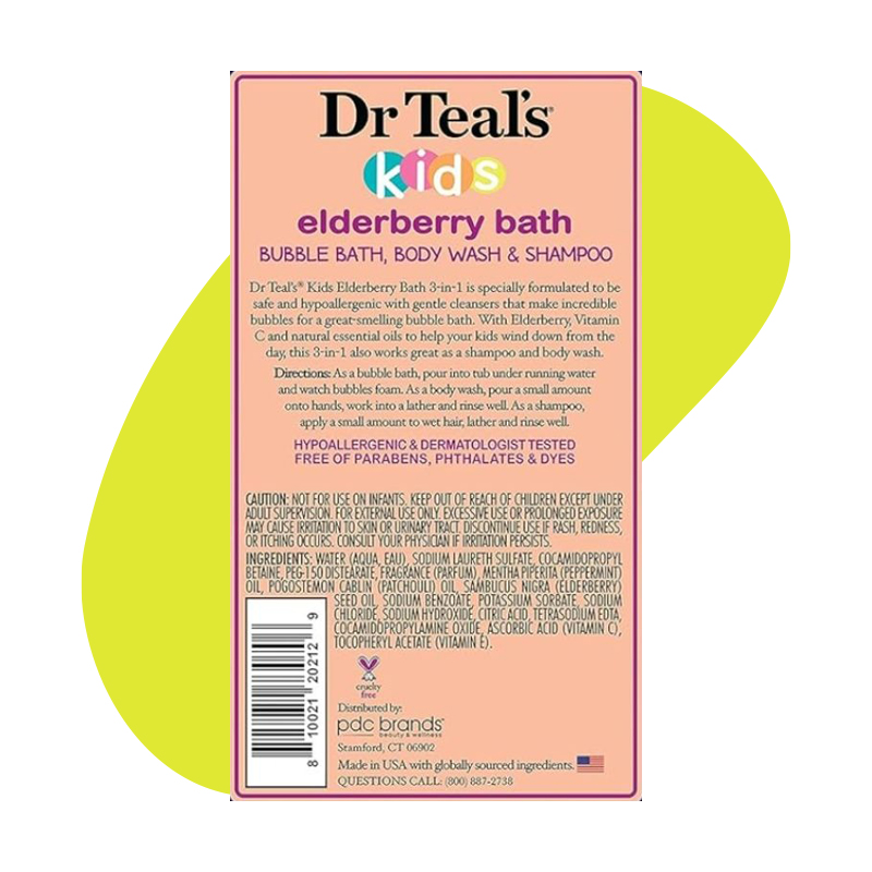 Kids 3In1 Bath Body Shampoo, Elderberry 2