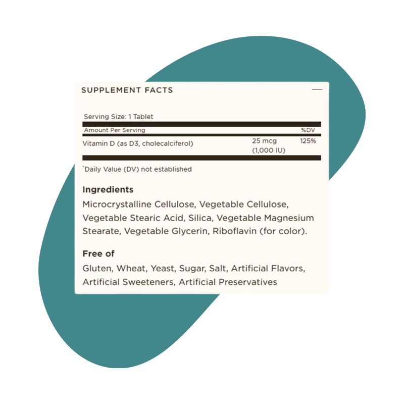 Vitamin D3 (Cholecalciferol) 25 mcg (1000 IU) 2