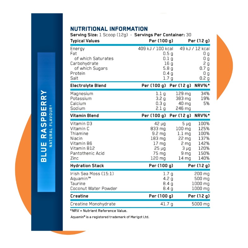 Creatine + Hydration, Blue Raspberry, 360g 2