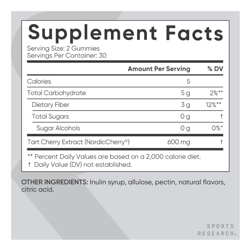 Tart Cherry Gummies, 600 mg / 60 Gummies 1
