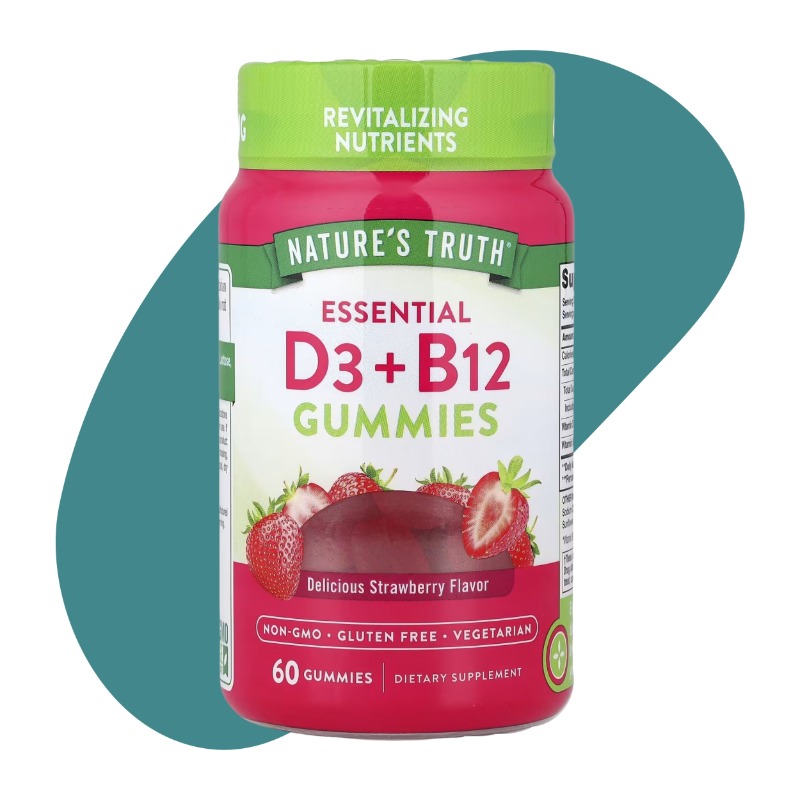 D3 + B12, Strawberry, 60 Vegetarian Gummies 0