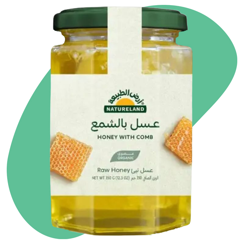 Image of 350g acacia honey with comb, energy Kuwait