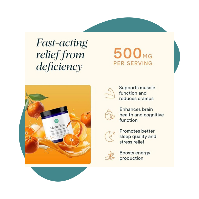 Magneficient, 4‑in‑1 Magnesium Powder, Tangerine, 30 servings 4