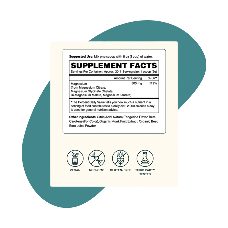 Magneficient, 4‑in‑1 Magnesium Powder, Tangerine, 30 servings 2