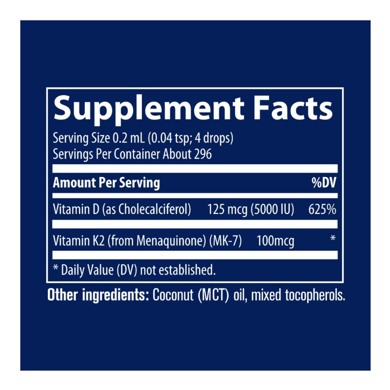 125 mcg (5,000 IU) D3, 100 mcg K2, 2 fl oz., 296 Servings 3