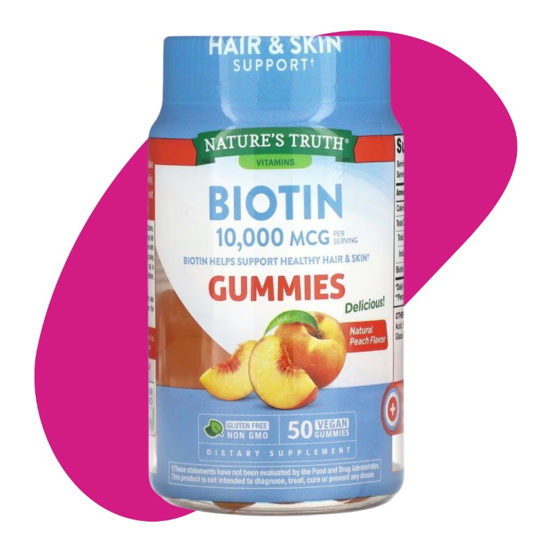 Biotin Natural Peach 10000 mcg 50 Vegan Gummies 1