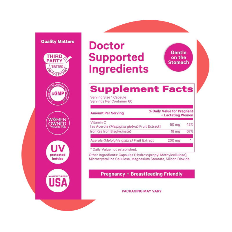 Prenatal Iron, 18 mg Iron & Vitamin C, 60 capsules 1