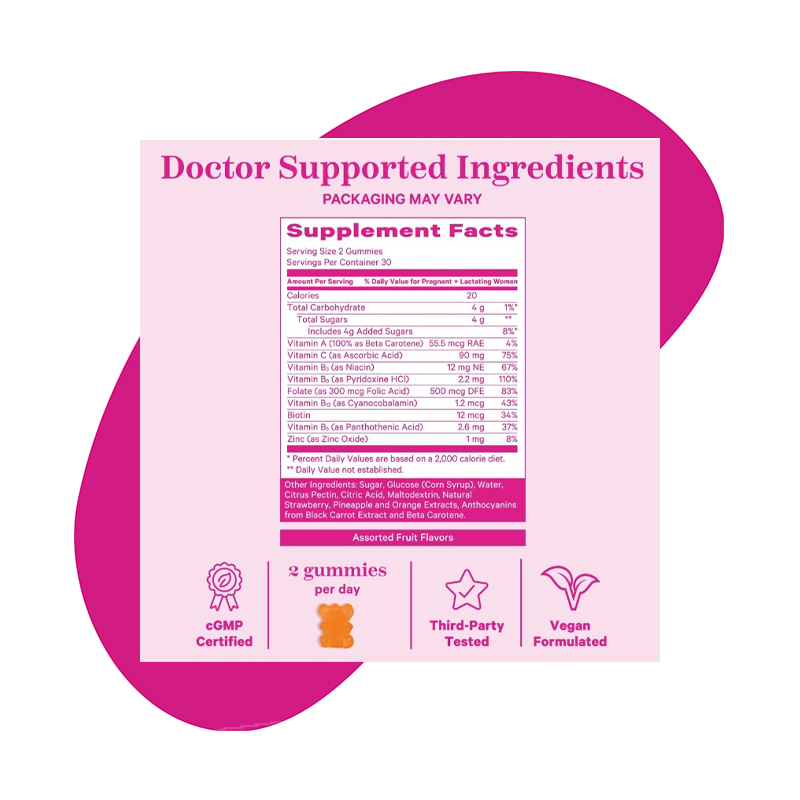 with Folic Acid, B Vitamins + Vitamin C, 60 Gummies 3