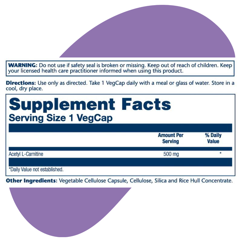 Acetyl L-Carnitine , 500 mg 3