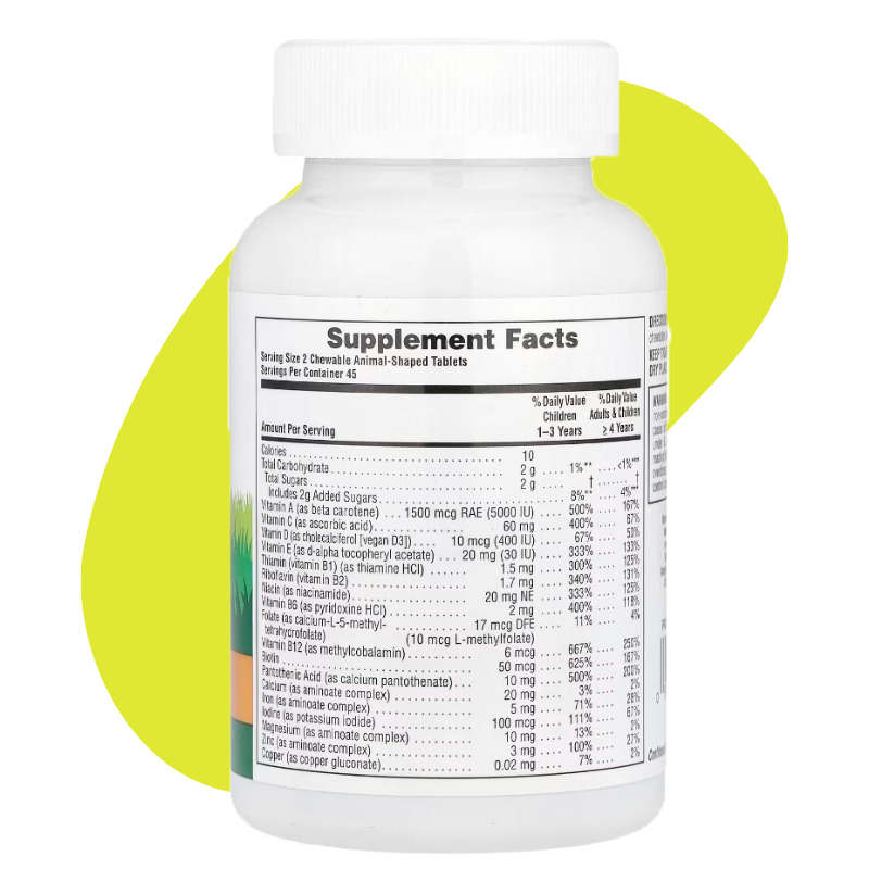 Chewable Multivitamin, Cherry, Grape & Orange, 90 Animal-Shaped Tablets 2